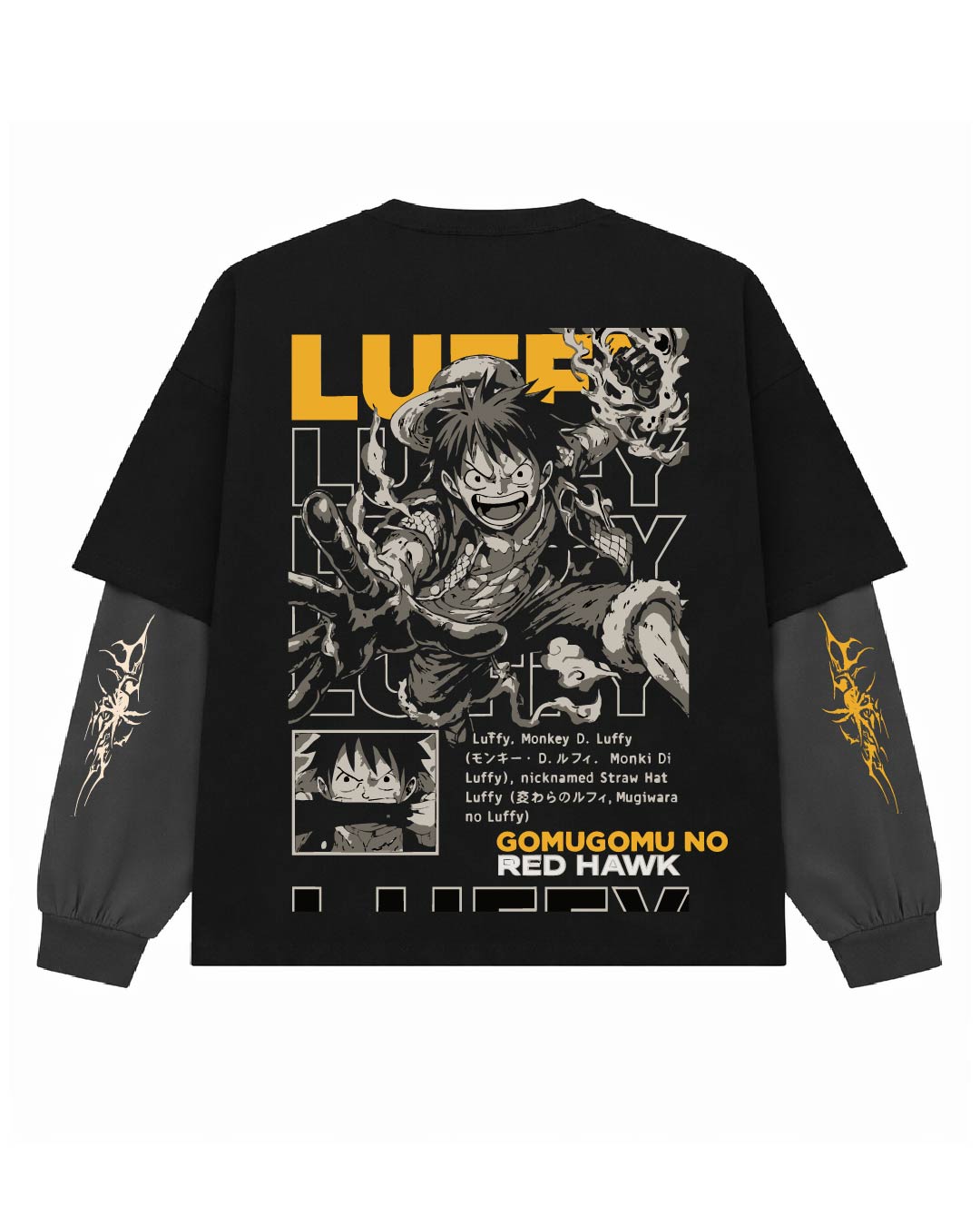 One Piece Luffy Red Hawk Oversized Layered T-Shirt
