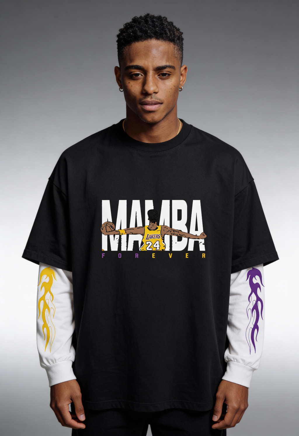 Black Mamba Oversized Layered T-Shirt