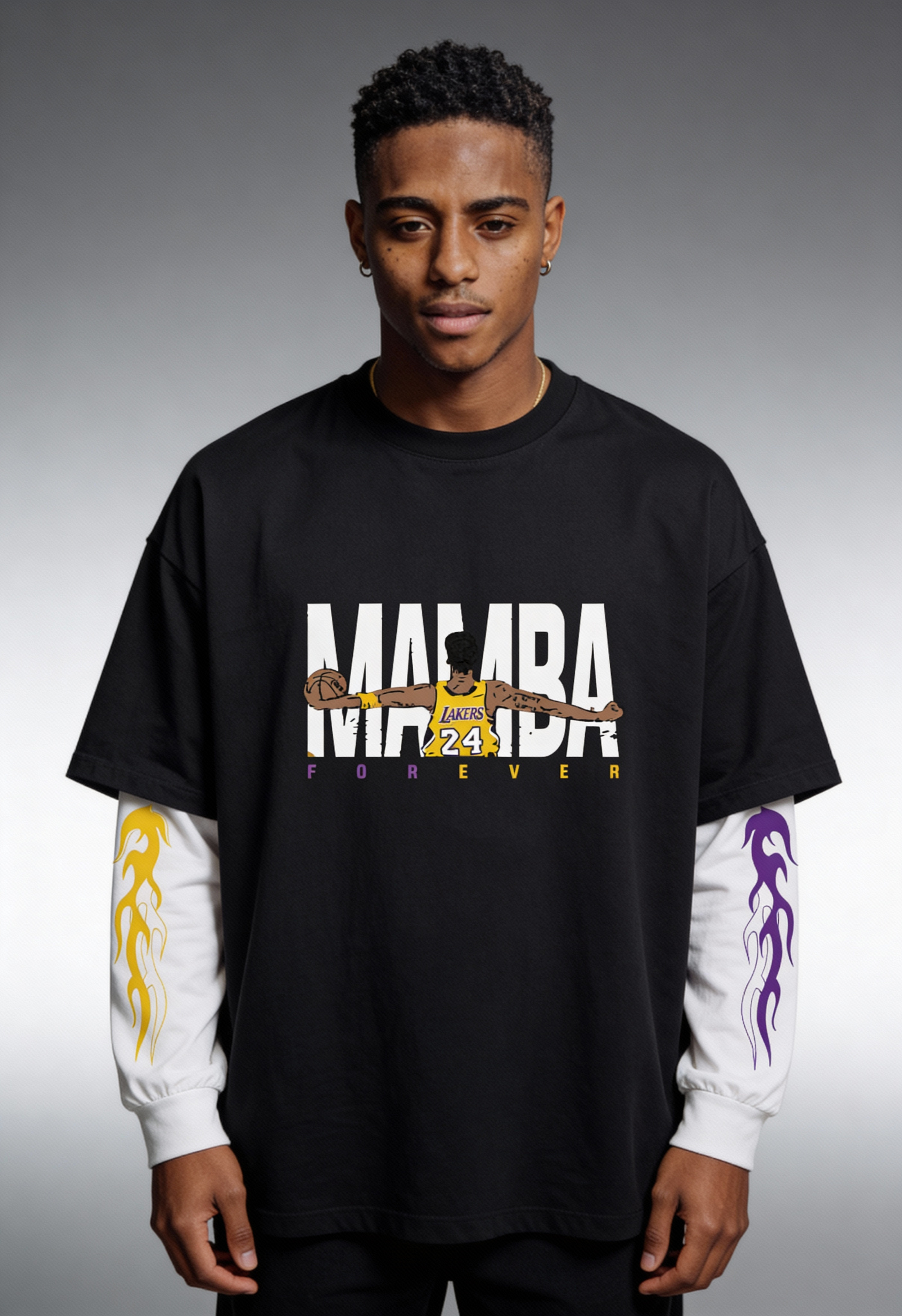 Black Mamba Oversized Layered T-Shirt