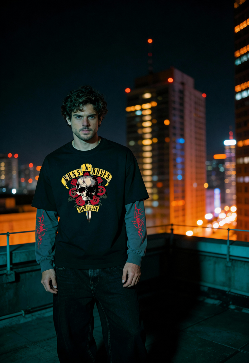 Guns N Roses Layered Oversized T Shirt