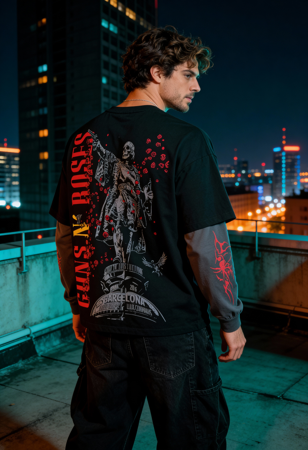 Guns N Roses Layered Oversized T Shirt