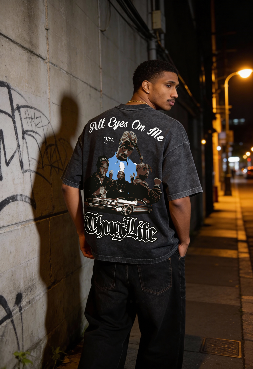 Tupac “Thug Life” Acid Wash Oversized T-Shirt