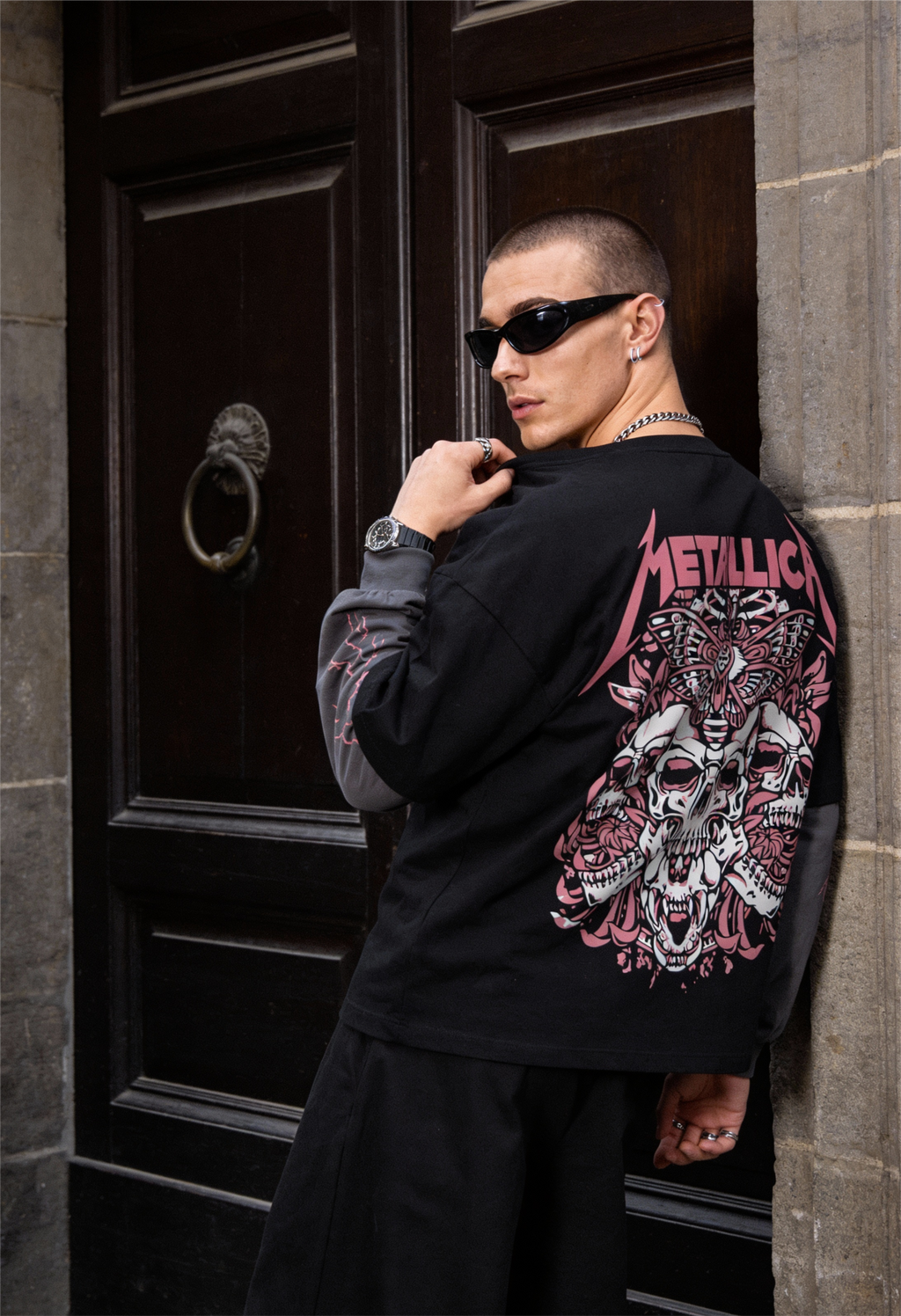 Metallica Skull Layered Oversized T-Shirt