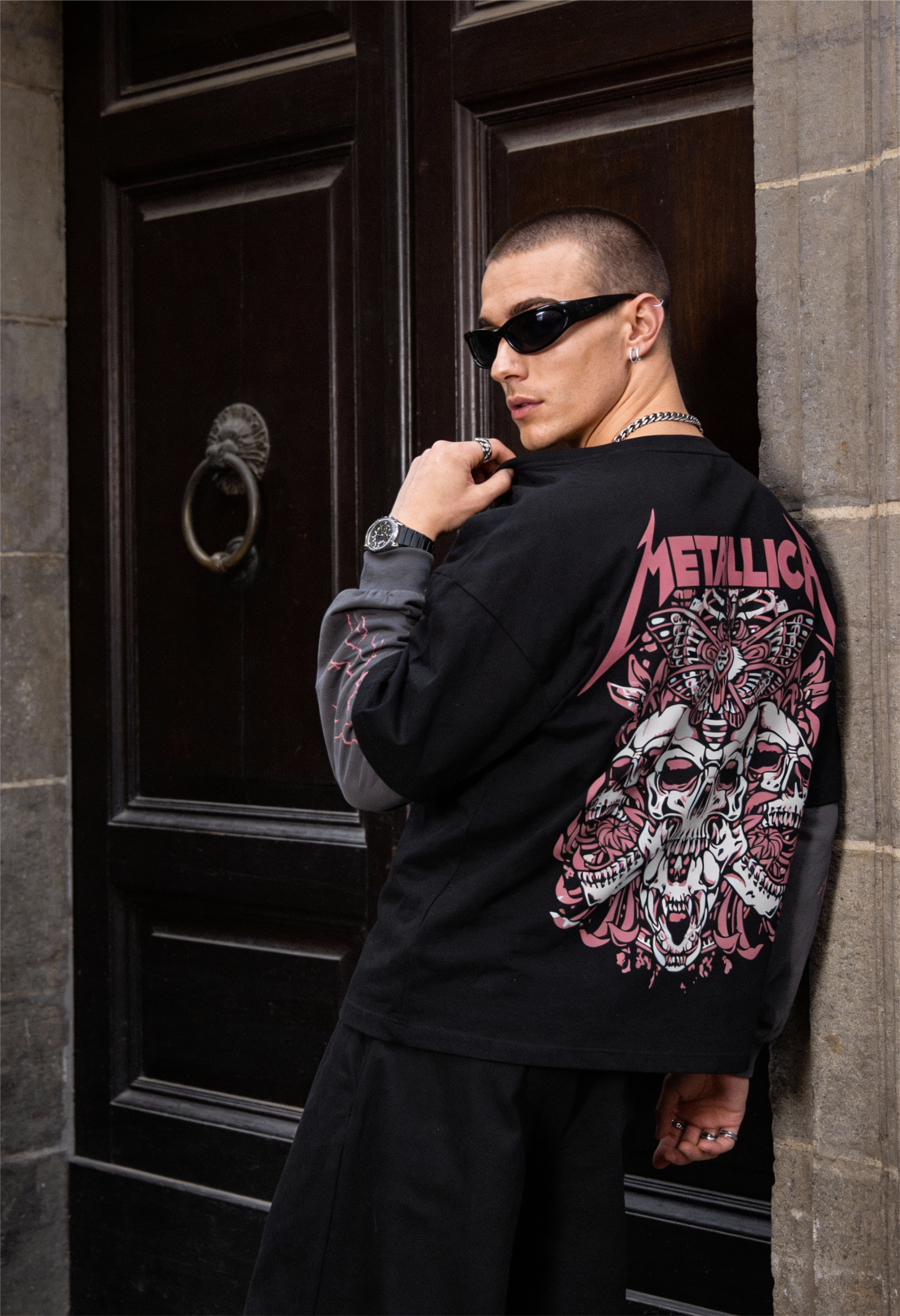 Metallica Skull Layered Oversized T-Shirt
