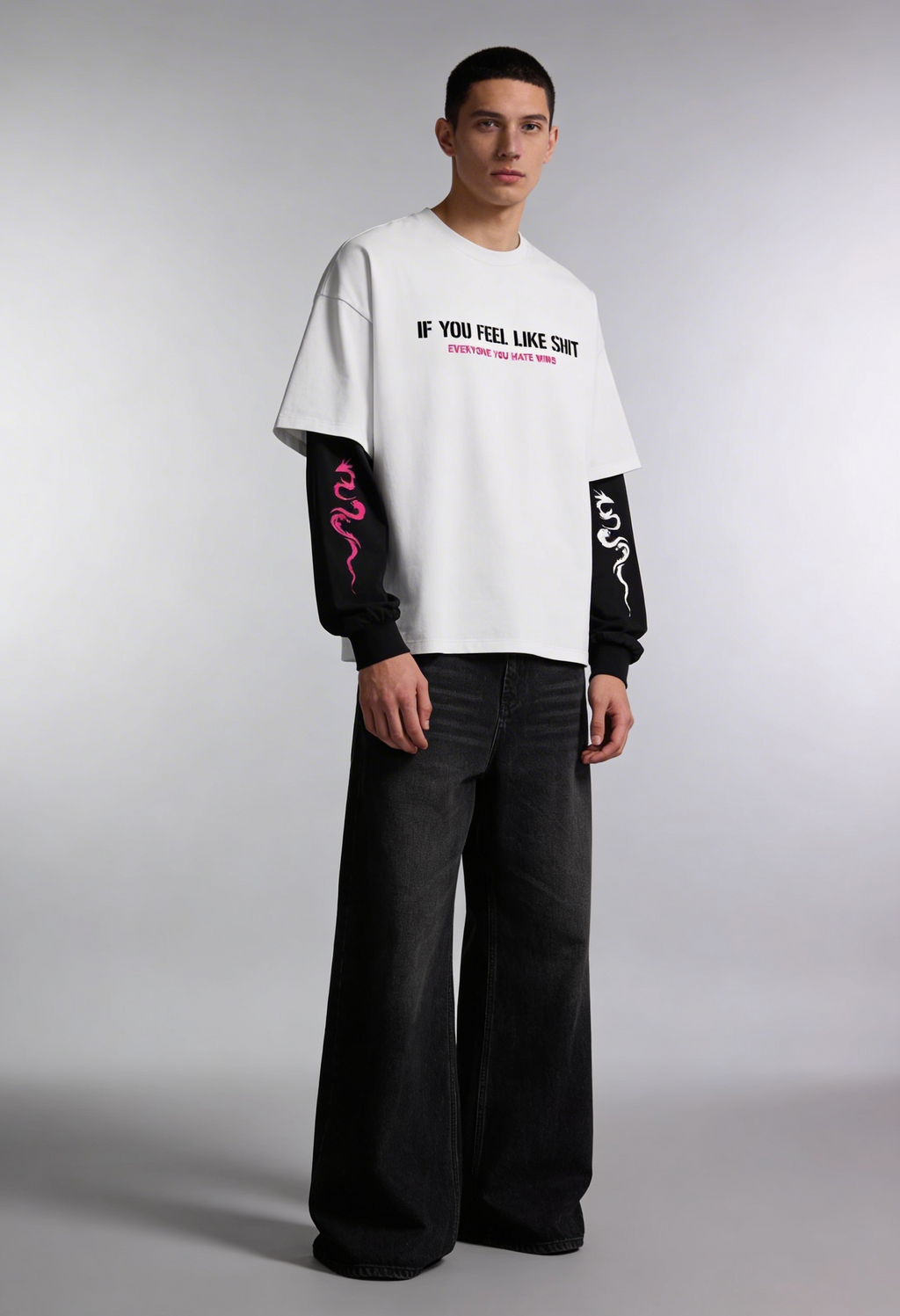 Fight Club Statement Layered Oversized T-Shirt