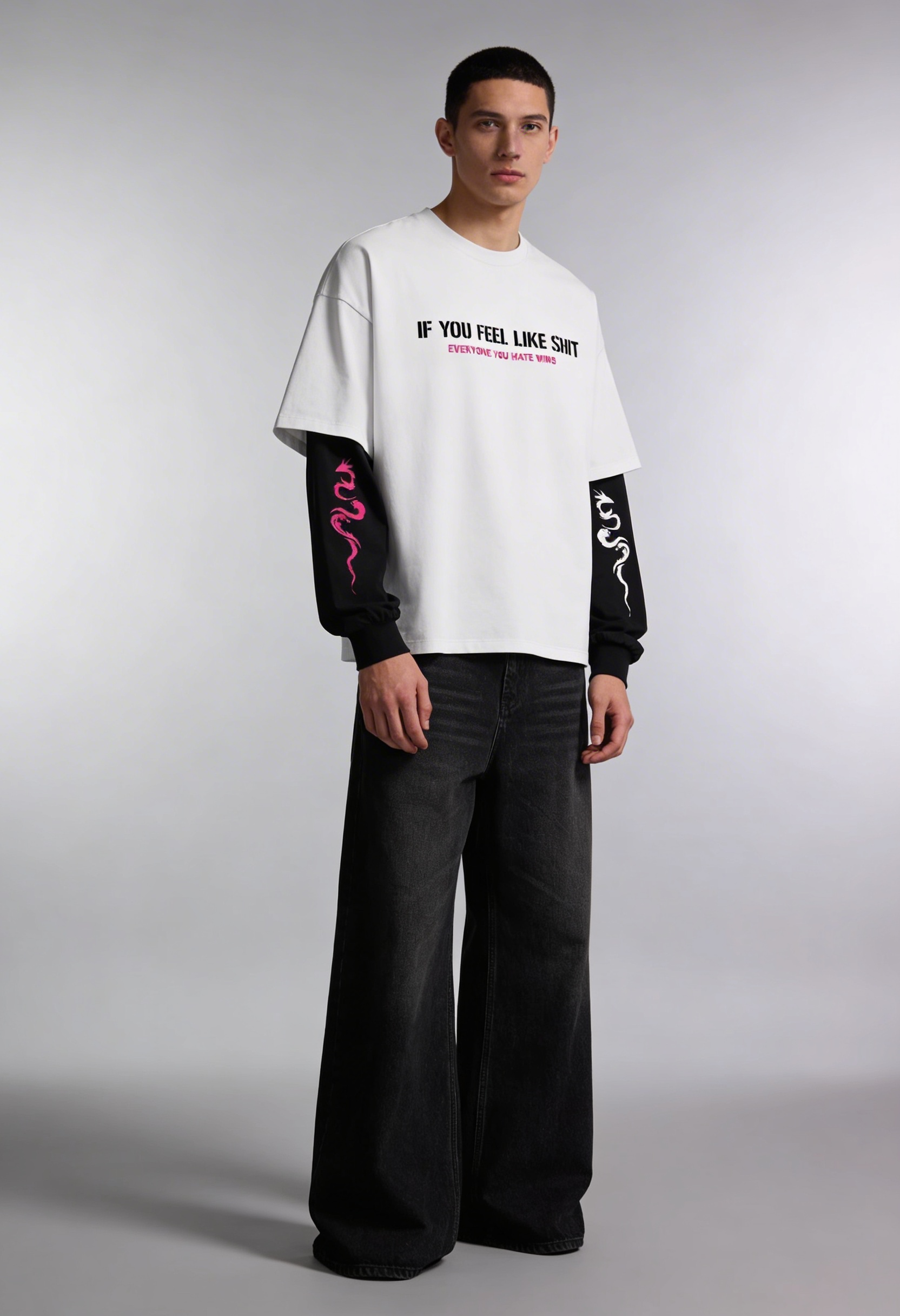 Fight Club Statement Layered Oversized T-Shirt