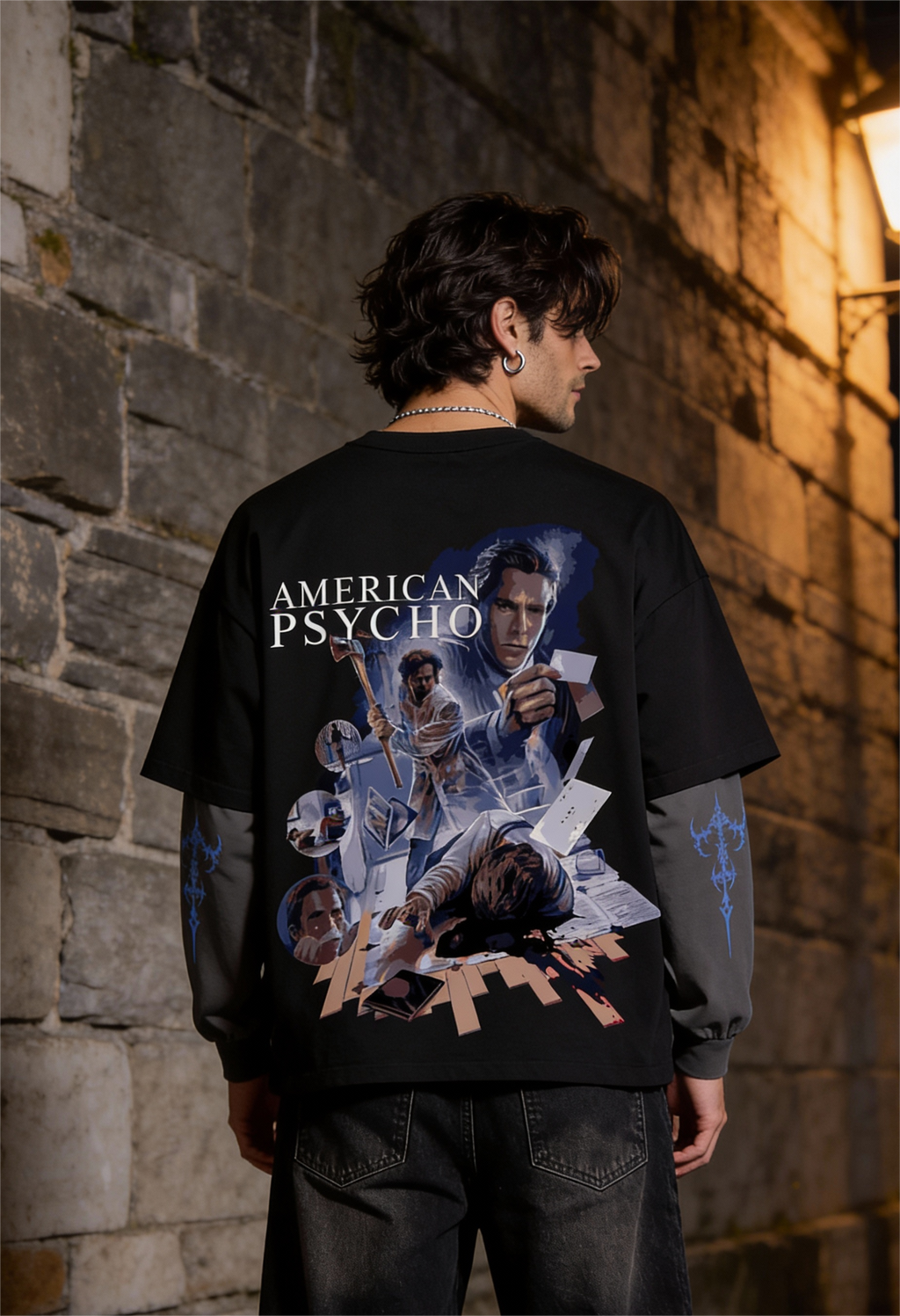 American Psycho Oversized Layered T-Shirt