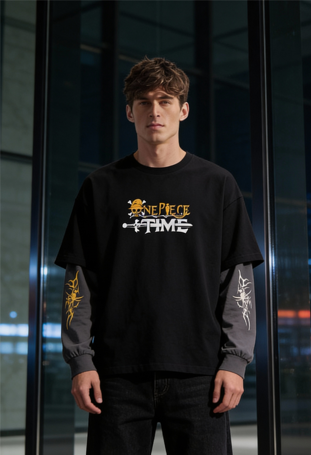 One Piece Luffy Red Hawk Oversized Layered T-Shirt