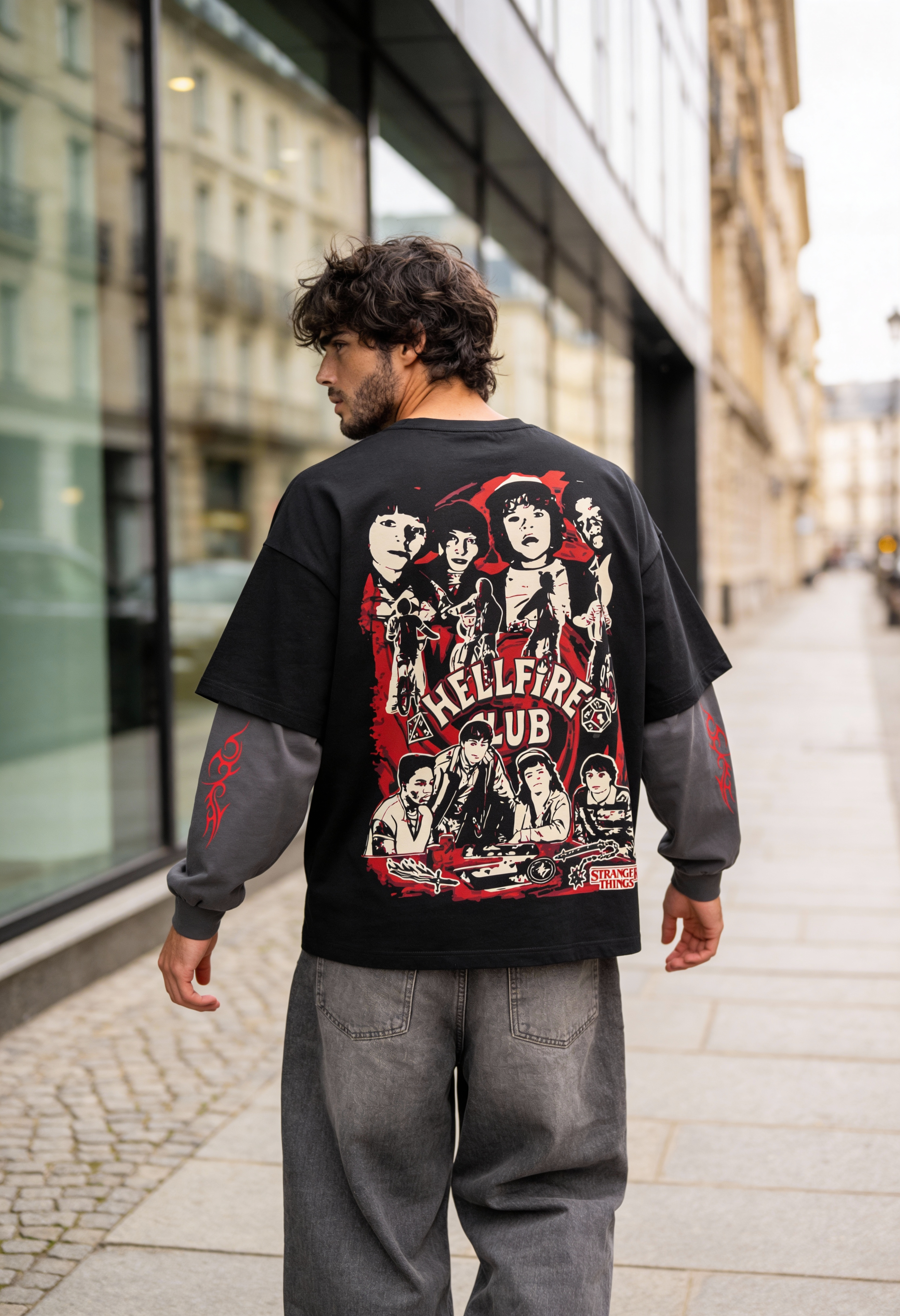 Stranger Things Oversized Layered T-Shirt