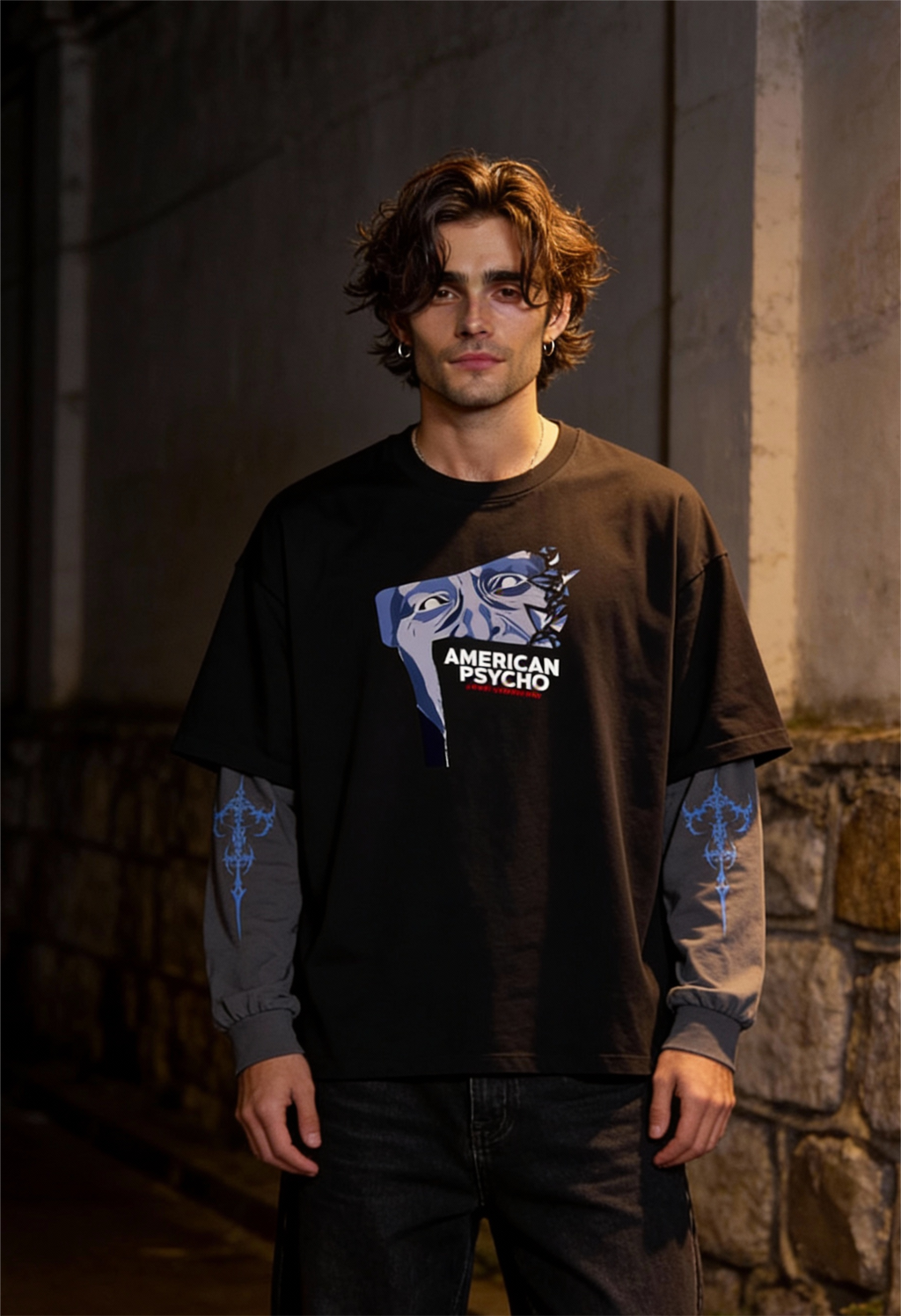 American Psycho Oversized Layered T-Shirt