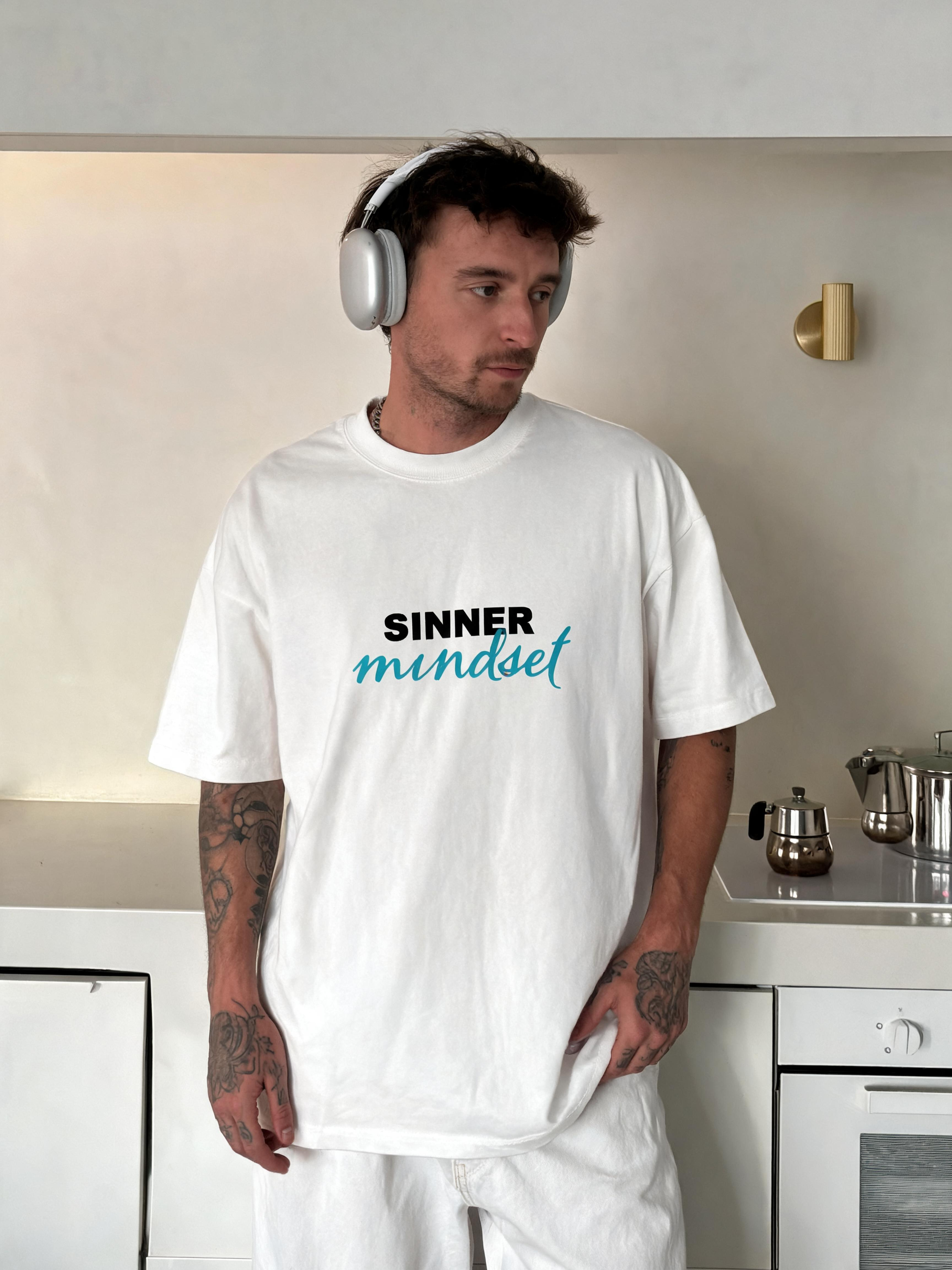 Sinner Mindset White Oversized T-Shirt