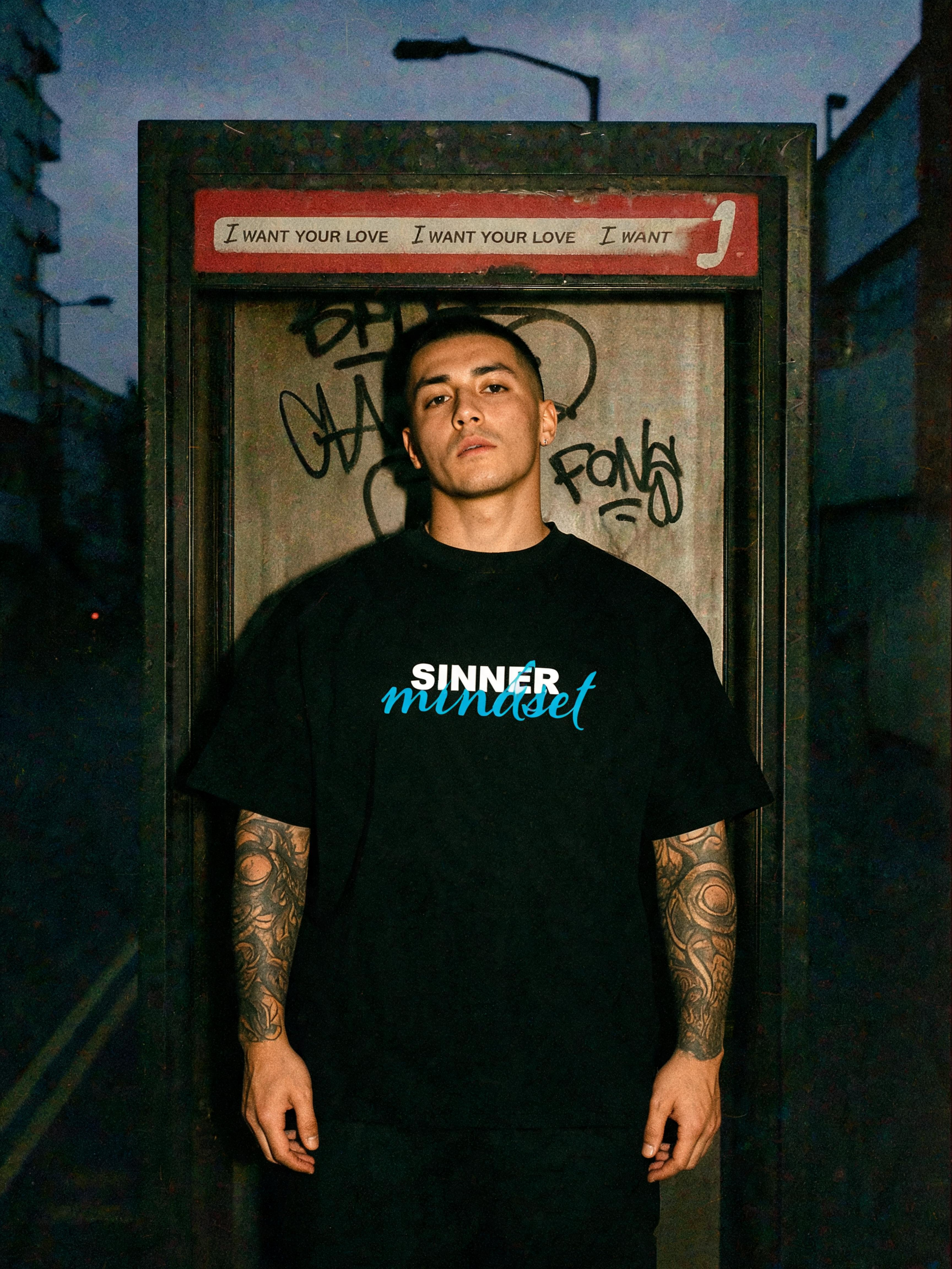 Sinner Mindset Black Oversized T-Shirt